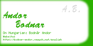 andor bodnar business card
